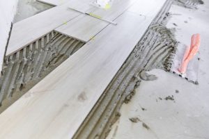 Faux wood floor installation